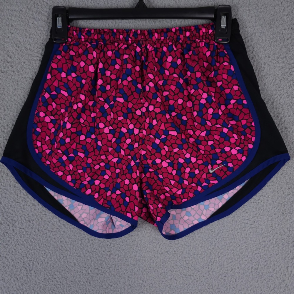 Nike Tempo Running Shorts Womens Small Pink Blue Geo Dri Fit Brief Lined Active